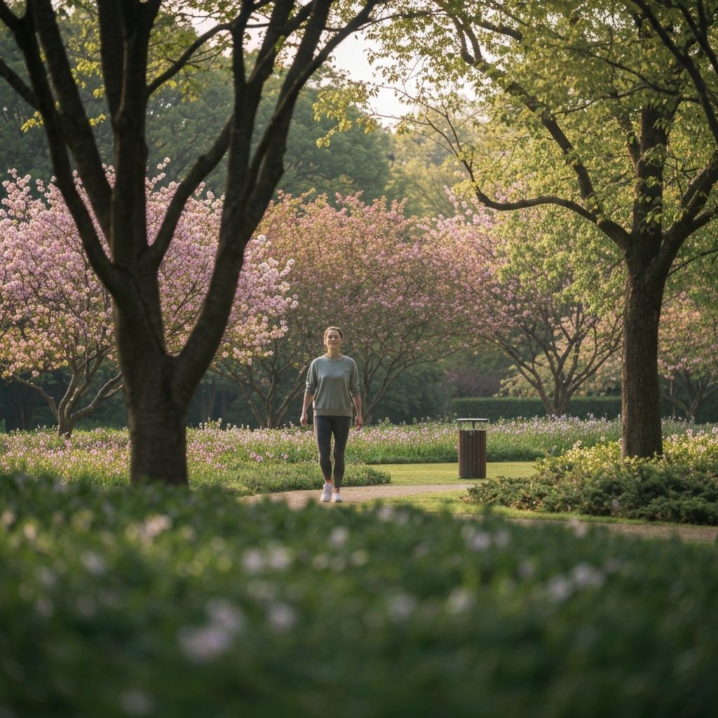 Person walking peacefully in nature