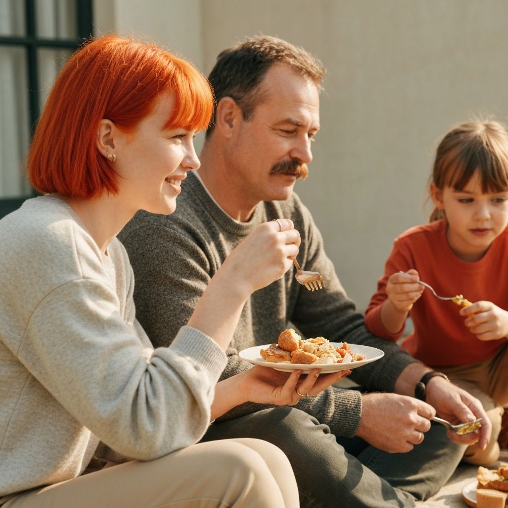 Diverse people enjoying a meal together